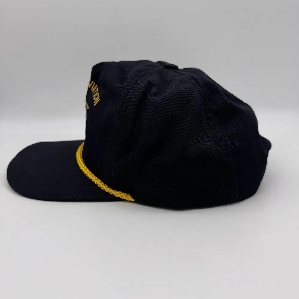 Vintage Eagle Aviation Hat Cap Strap Back Navy Rope Helicopter Logo 90s Dun Mor
